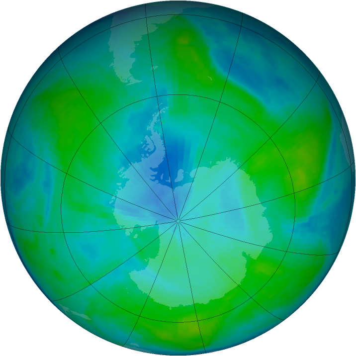Antarctic ozone map for 09 February 1987
